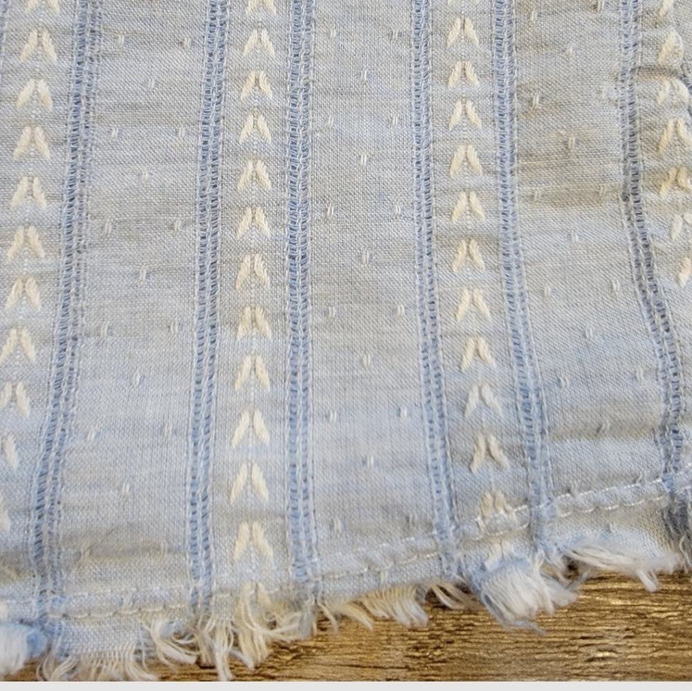 Mustard Seed Tunic Top Blouse Blue and White Stripe Size Large Square Neckline - Picture 9 of 10